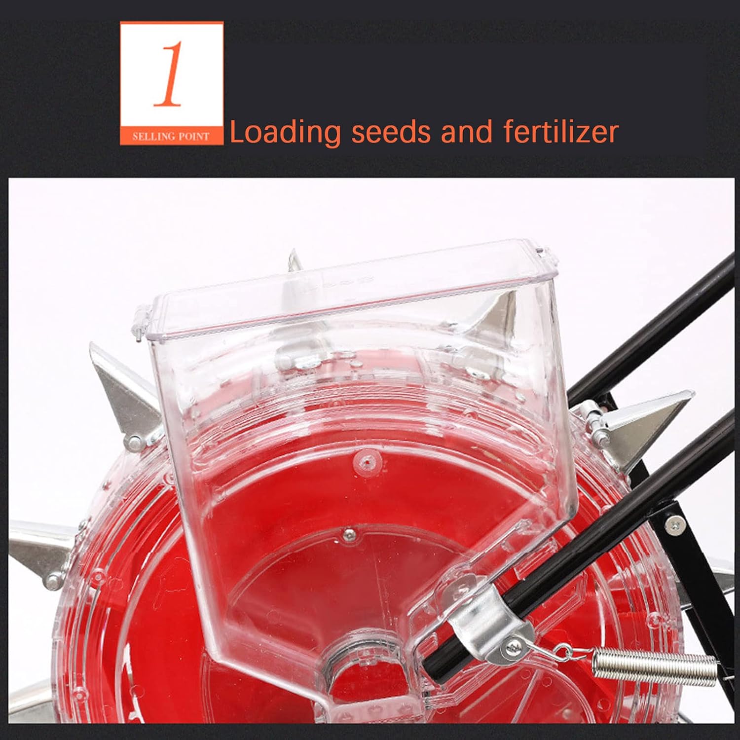 2 in 1Garden Push Seeder Rustproof Broadcast Spreader Vegetable Metal Seeder with 6 Seed Plates for Corn Beans Cotton Peanut
