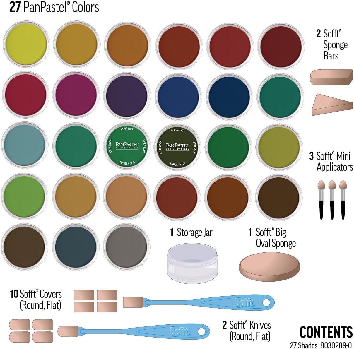 PanPastel Artist Pastels by GOLDEN, Shades Set, 27 Color, Professional Artist Pastels, Unique Pan Format (cake-like)