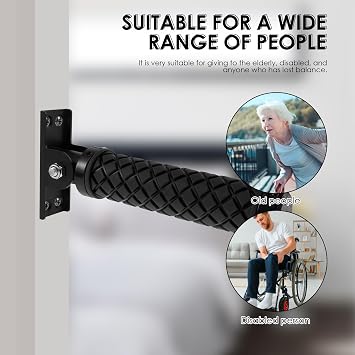 Doorway Assist Handle, Nonslip Door Grab Bars, Folding Door Assistant Support Grip Handle, Flip Up Grab Bar Supports Up to 350 Pounds for Elderly Disabled People with Limited Mobility(Black)