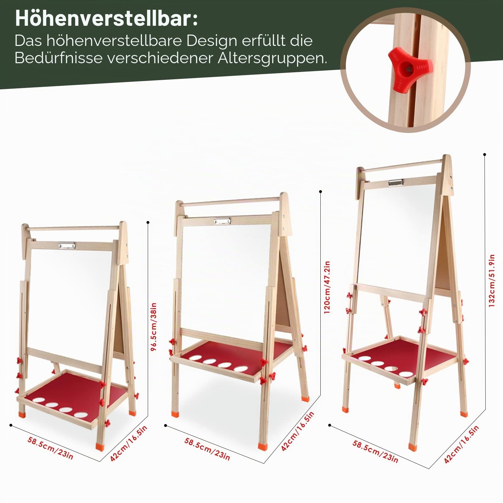 kramow Kinder Tafel und Doppelseitige Staffelei, Magnettafel für Kinder, Kreatives Lernen, Pädagogisches Geschenk für Jungen und Mädchen über 3 Jahre