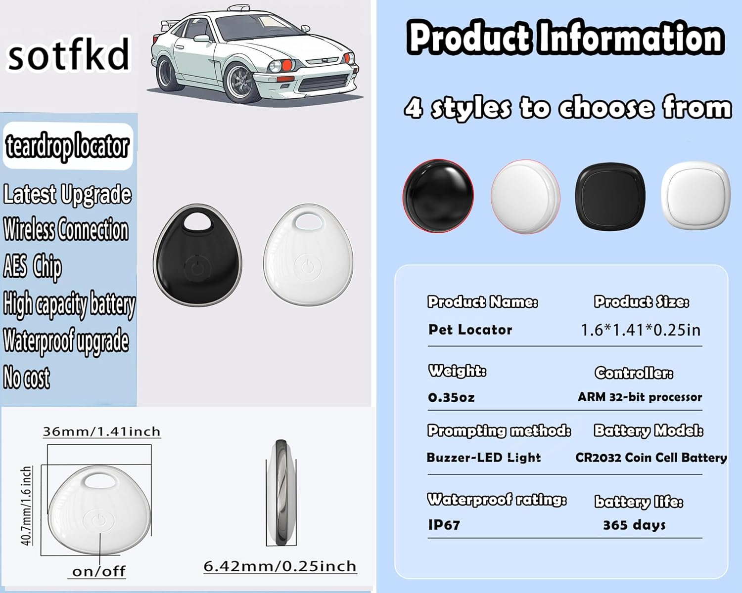 2 Pack GPS Tracker for Vehicles,Car Tracker Device Hidden for Vehicles,Tracker Device for Vehicles,GPS Tracker (Only iOS) | MFi Certificated | No Monthly Fee | Waterproof | Work with Find My 6 71AX Va8PEL. AC SL1500