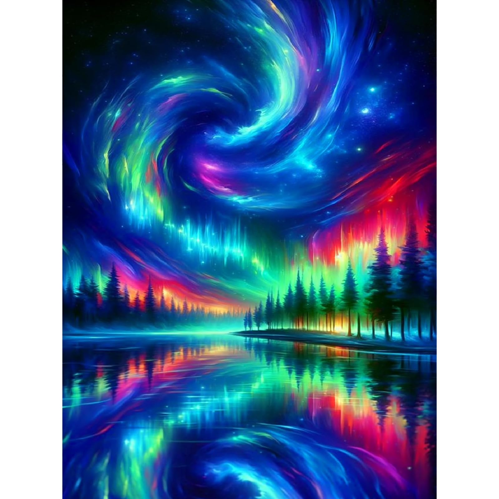 Jakener Paint By Numbers-Aurora-1222 Aurora Paint By Numbers For Adults, Landscape Painting By Numbers For Adults Canvas Kits, Adult Paint By Numbers Kits Without Frame, Diy Acrylic Oil Painting For Home Wall Decor 12X16 Inch