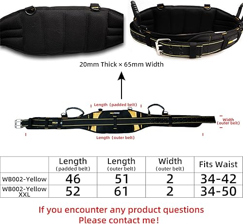 Miniatura 3 de MELOTOUGH Cinturón de trabajo acolchado, cinturón de herramientas acolchado con soporte de espalda, asa de transporte acolchada de espuma pesada, 4