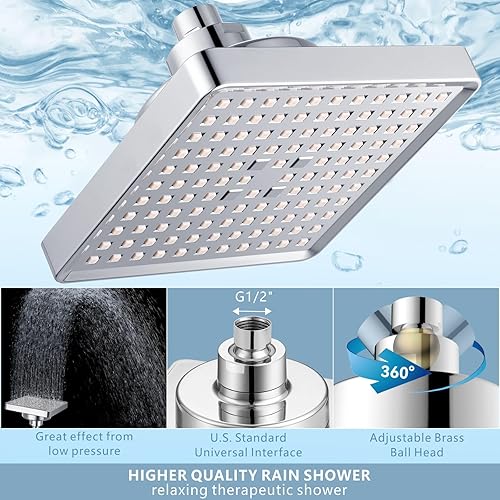 Miniatura 8 de Cabezal de ducha filtrado con combo de mano, filtro de regadera de lluvia de alta presión para eliminar cloro y sustancias nocivas, con soporte