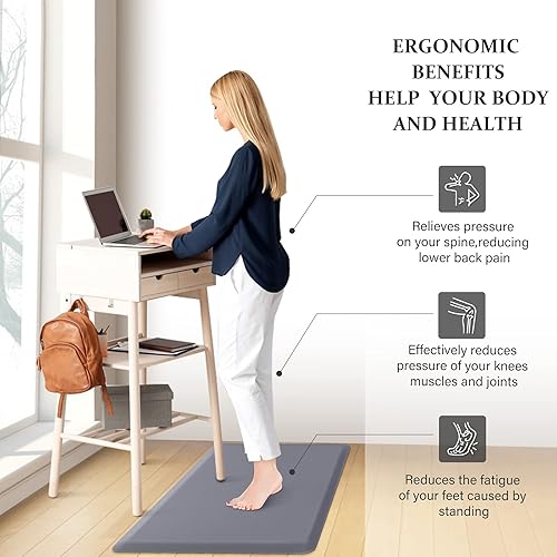 Miniatura 91 de HappyTrends Tapete de cocina [2 piezas] acolchado, cómodo, antifatiga, impermeable, antideslizante, tapete de espuma ergonómica gruesa y perfecta