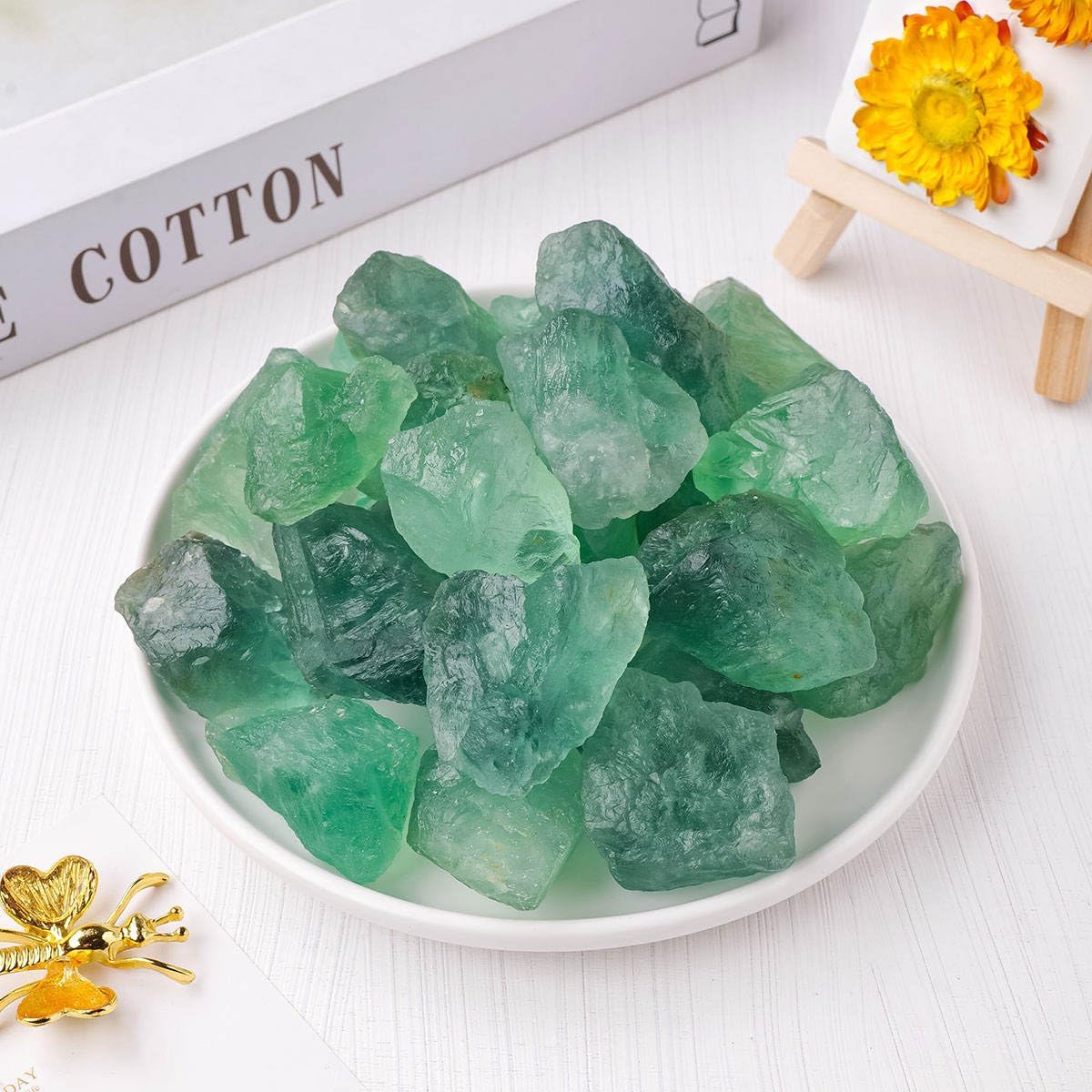 500g Natural Green Fluorite Crystal Raw Stone Crushed Stone Fish Tank Decorative Ornaments