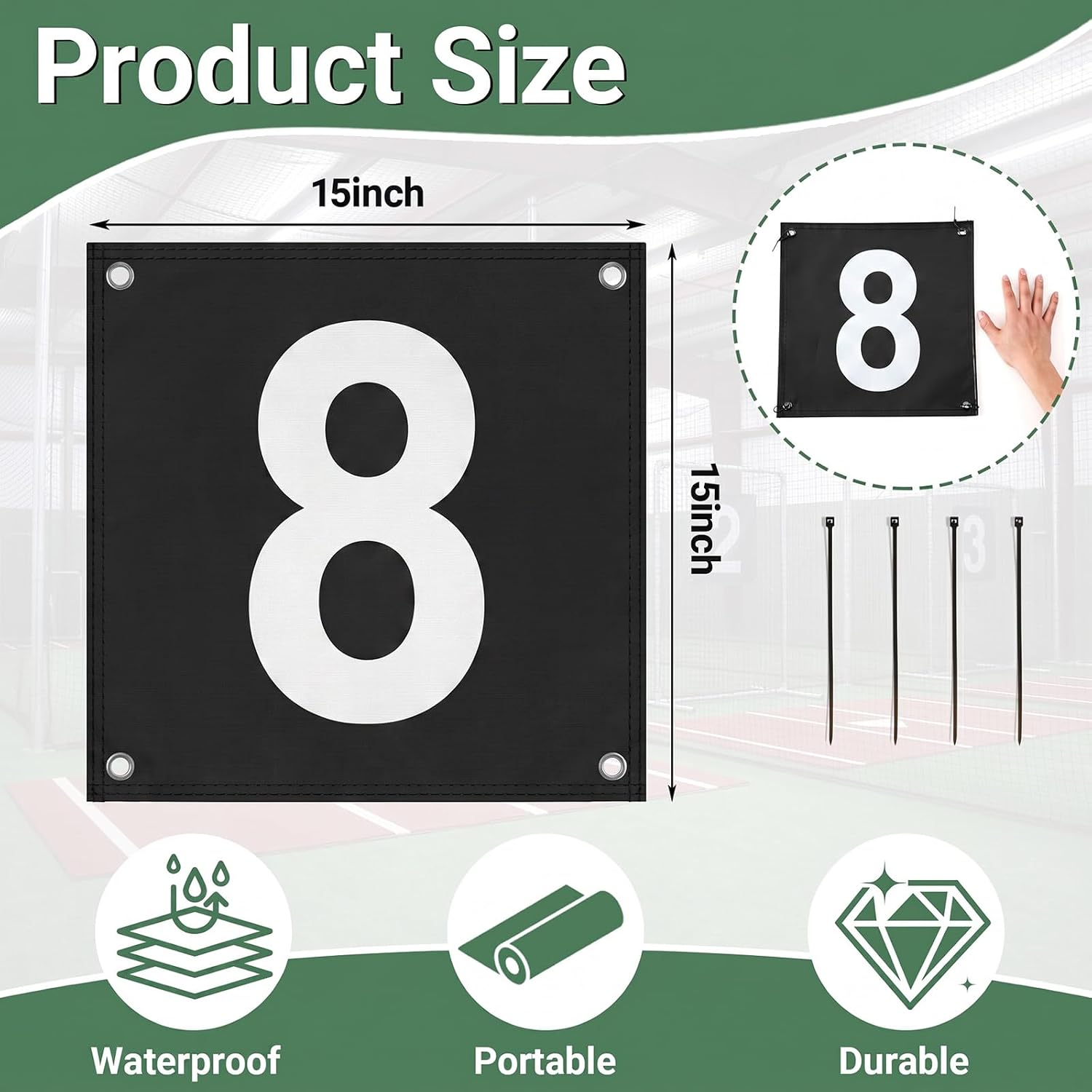 3 Pack Sports Field Number Signs Outdoor Black, Flexible Waterproof,7/8/9