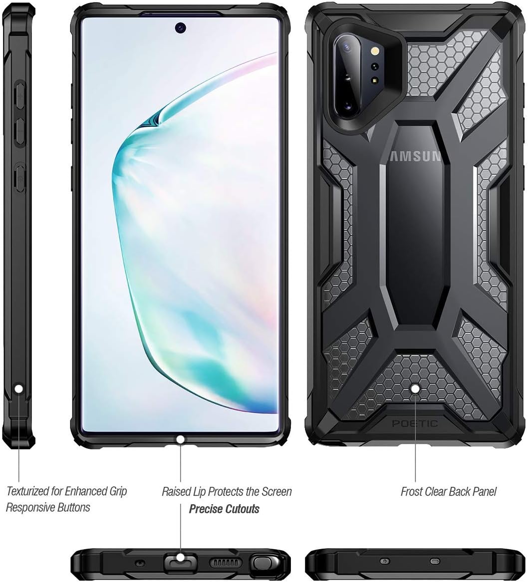 Poetic Galaxy Note 10 Plus Case, Premium Hybrid Protective Clear Bumper Cover, Rugged Lightweight, Military Grade Drop Tested, Affinity, for Samsung Galaxy Note 10+ Plus 5G, Frost Clear/Black