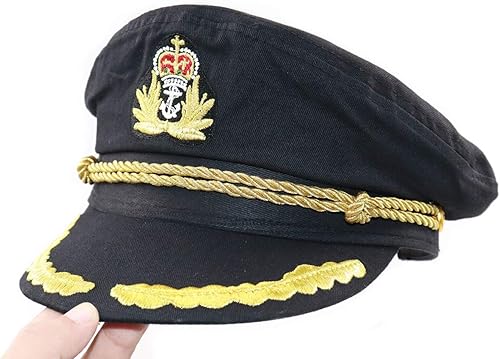 Miniatura 25 de Ibeauti Gorra unisex ajustable para adultos, disfraz de capitán Almirante, gorra de marinero para cosplay Negro