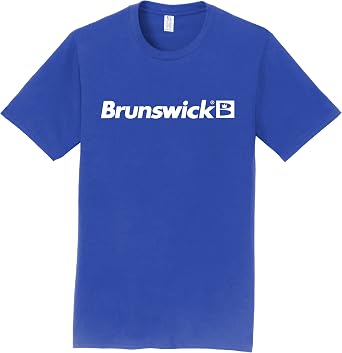 Logo Infusion Blue T-Shirt 100% Cotton - Brunswick Bowling - White Logo - Design 000N