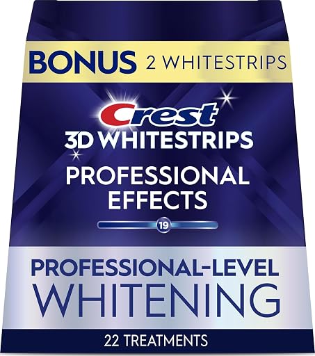 Crest Teeth Whitening Strips, Crest 3D Whitestrips Professional Effects, Enamel Safe Teeth Whitening Kit, 22 Treatments (44 Strips), Professional-Level Whitening, 19 Levels Whiter