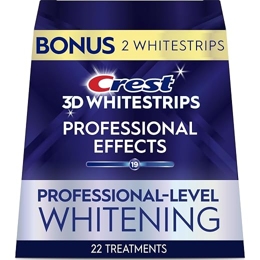 Crest Teeth Whitening Strips, Crest 3D Whitestrips Professional Effects, Enamel Safe Teeth Whitening Kit, 22 Treatments (44 Strips), Professional-Level Whitening, 19 Levels Whiter