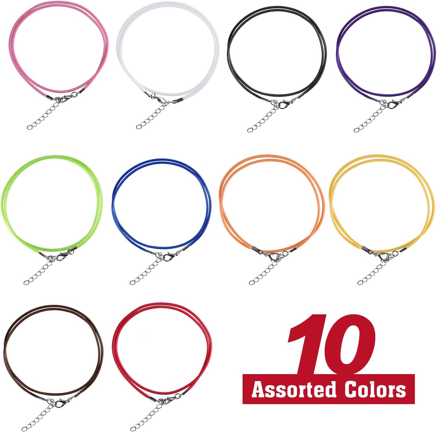 TUPARKA 60 Pcs Necklace Cord 2mm Waxed Necklace Cord with Clasp Necklace String for DIY Bracelet Necklace Jewelry Making 10 Colors - Image 3