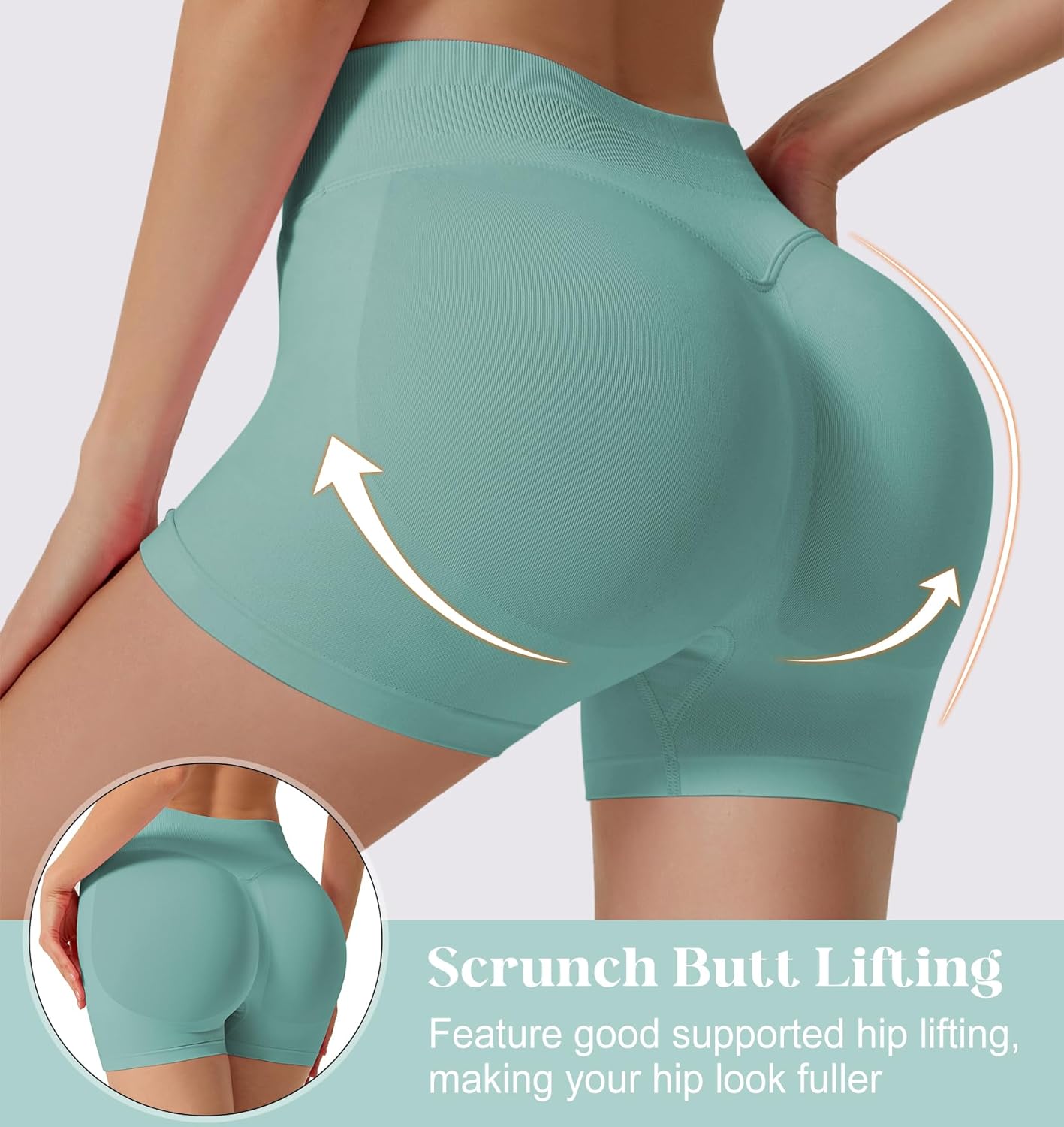 Women's Workout Impact Shorts 3.6" /4.5" Scrunch Butt Lifting Gym Shorts Yoga Running Biker - Image 2