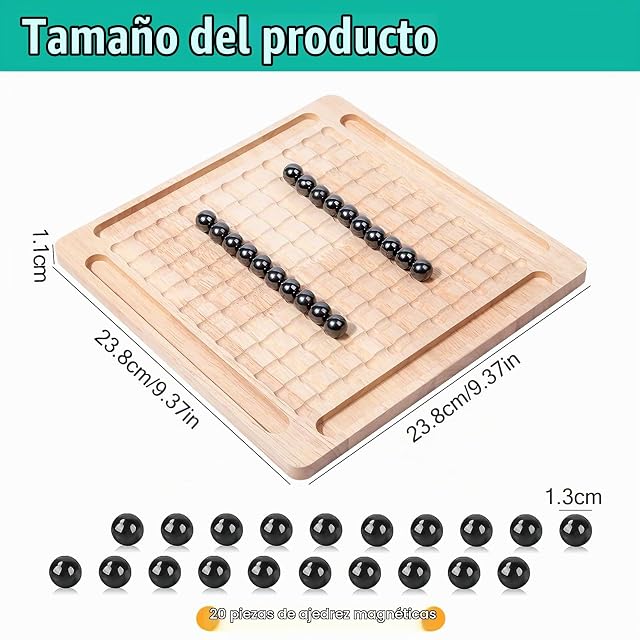 Foto 2 de 7 de FuYelng Juego de Ajedrez Magnetico con 20 Piedras Magnéticas, 24,7*26*2,8cm