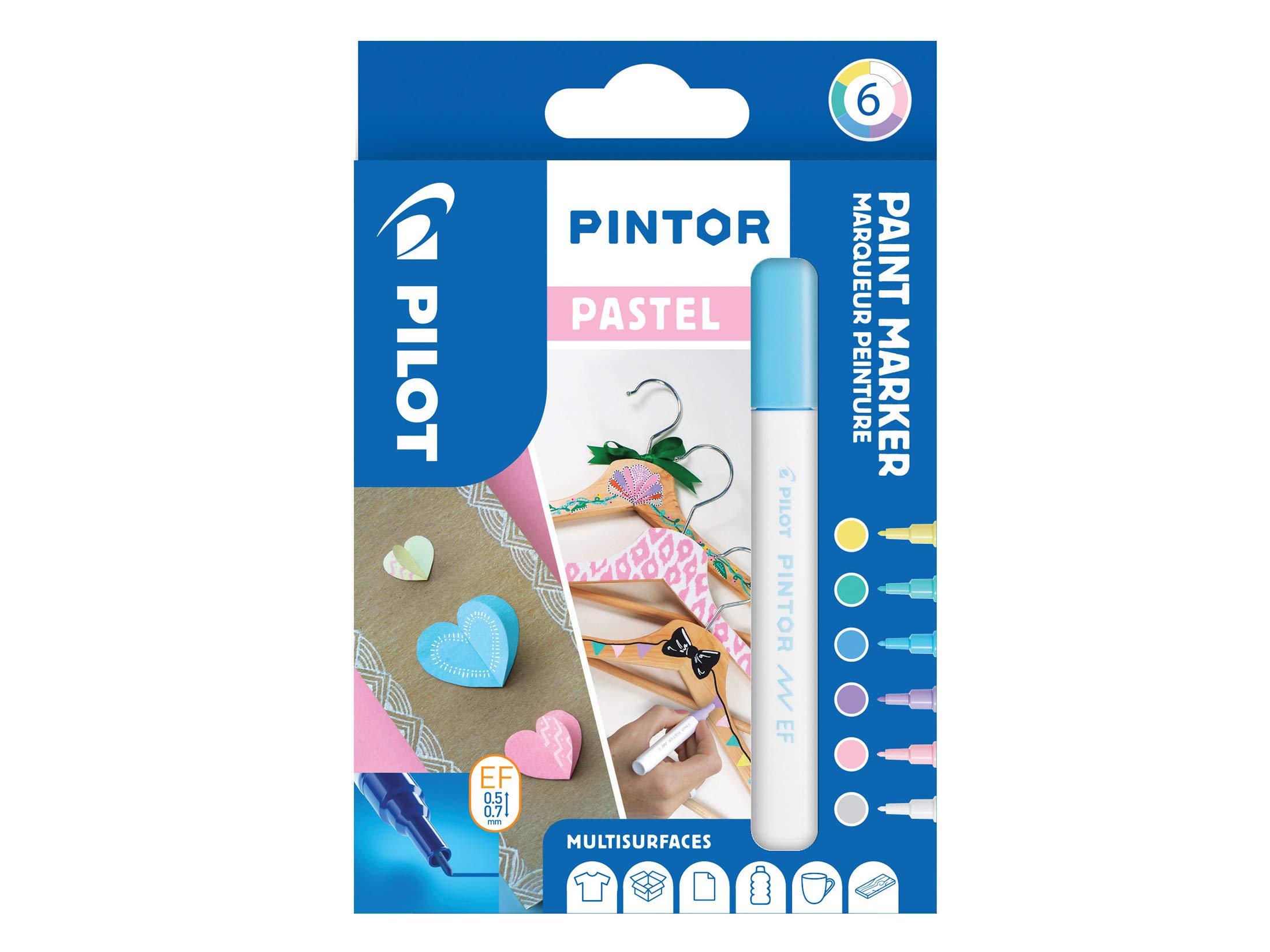 PILOT ZESTAW PINTOR FX6 PASTEL (BIAŁY, RÓŻOWY, FIOLETOWY, NIEBIESKI, ZIELONY, ŻÓŁTY)