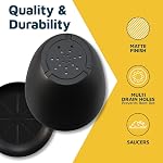 Lifemaster Plant Pots with Multi Drainage Holes - 5 Pieces Versatile, Sturdy Plastic, Stackable Design Home Decor Flower Pots for Indoor and Outdoor Gardening - Black