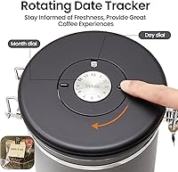 Vista 6 de Veken - Recipiente hermético para café de acero inoxidable, contenedor de almacenamiento de alimentos para la cocina con registro de fecha y cuchara