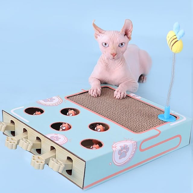 Foto 8 de 8 de Akayoo Whack-a-Mole 3-in-1 Cat Scratcher and Toy,Whack A Mole Cat Toy,Miaofairy Cat Toy