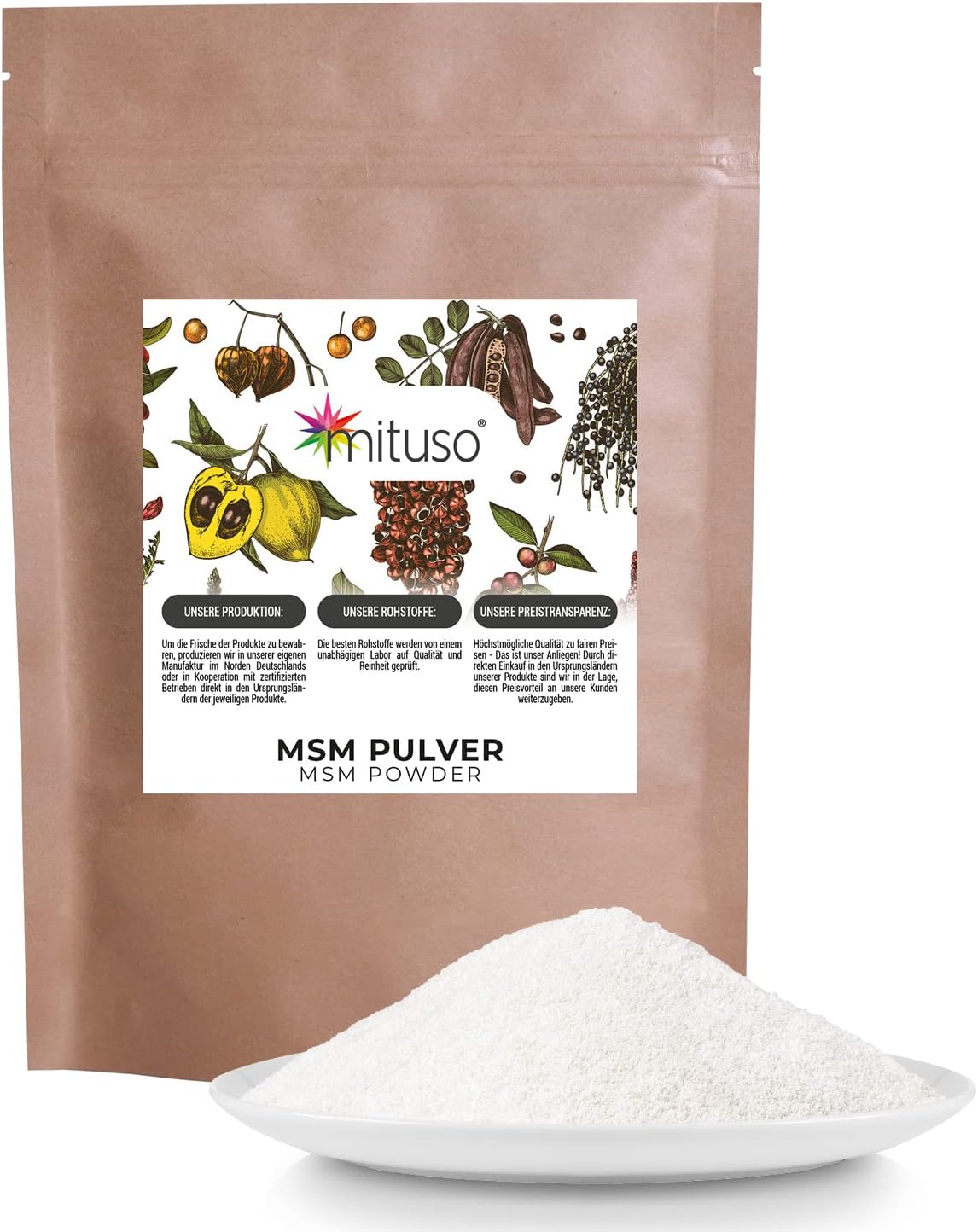 99.9% Pure MSM Powder, (1 x 800 g) Methylsulfonylmethane, Organic Sulphur without Additives/ Mituso