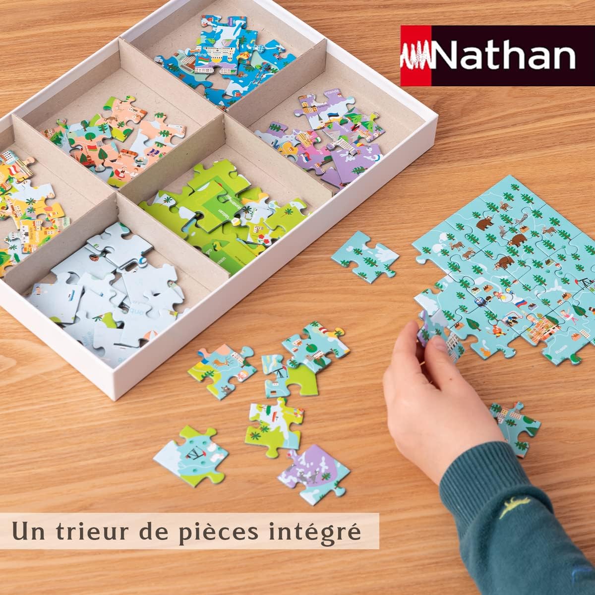 Nathan - Children's Jigsaw Puzzle - 150 Pieces - World map - Girls or Boys from 7 Years Puzzle - Thick and Durable Cardboard - Mapping - 86806