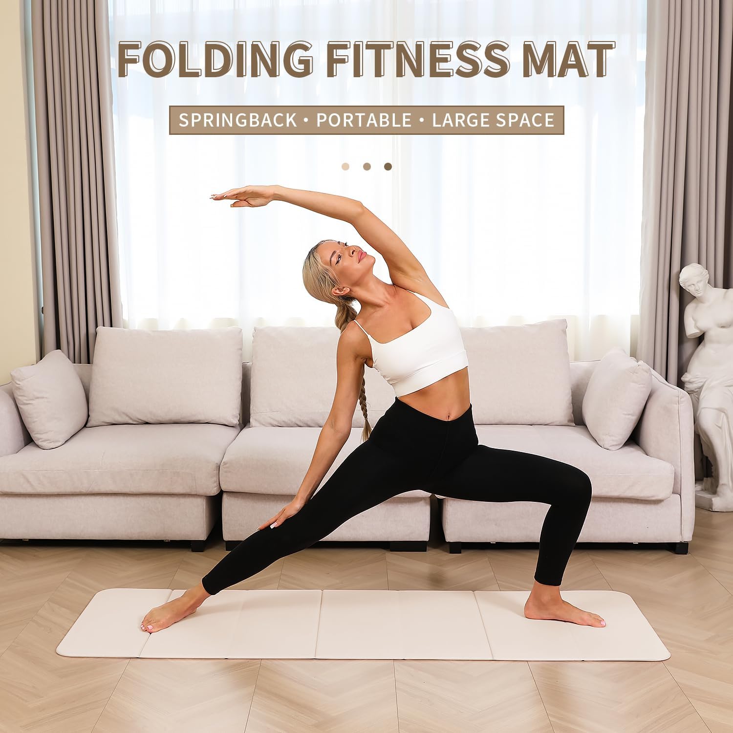 Foldable Yoga Mat - 10mm Extra Thick, 75"26" Non-Slip Exercise Fitness Mat | SGS Eco-Certified, Portable for Yoga/Pilates/Studio/Home Workout - Image 2