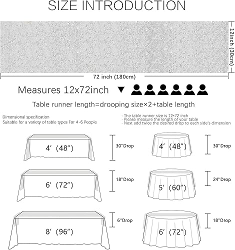Miniatura 3 de OQSC Camino de mesa rectangular de lentejuelas de 72 pulgadas de largo con purpurina navideña para fiestas, bodas, novias, 2 unidades, color plateado