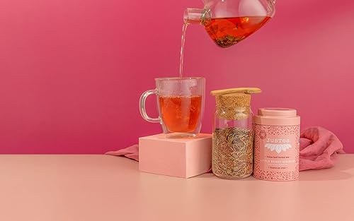 Miniatura 5 de JusTea LITTLE BERRY HIBISCUS  Té de hierbas de hojas sueltas  Lata con cuchara de té tallada a mano  Más de 40 tazas (3.2 onzas)  Sin cafeína