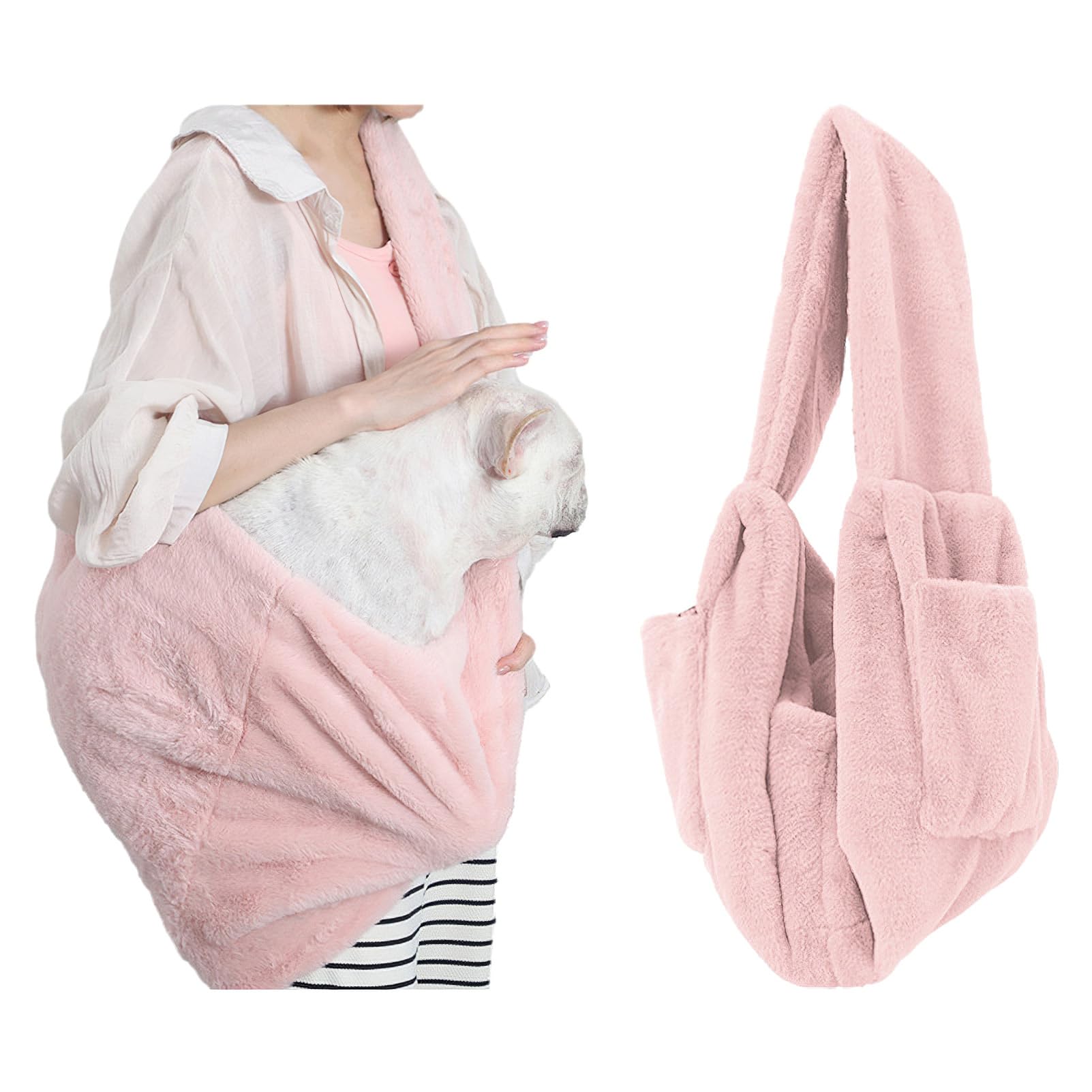 apott Cat Carrier Slings Soft Puppy Carrying Bag for Outdoor Travel Pet Boby Holder Hands Free for Small Dogs Kittens, Light Pink