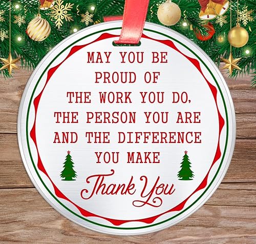 Miniatura 2 de Adorno de Navidad con texto en inglés "Thank You" - Regalo de compañero de trabajo, agradecimiento al trabajo, jubilación