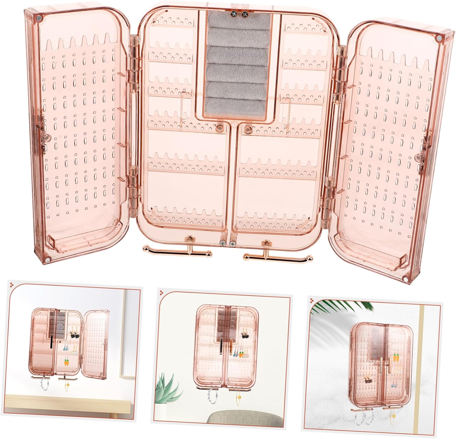 GALPADA Wall Mounted Jewelry Organizer Transparent Earring Necklace Holder Sturdy Pet Material Space Saving Design for Home Dorm Store Display Stylish Floating Shelf image 4