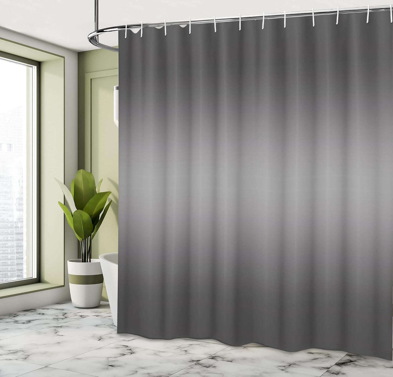 Ambesonne Ombre Shower Curtain, Fume Fog Dark Smoke Industry Theme Inspired Dark Grey Colored Modern, Cloth Fabric Bathroom Decor Set with Hooks, 69" W x 84" L, Charcoal Grey Pale Grey