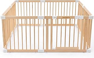 HARPPA Baby Gate Playpen Wooden Playpen for Babies and Toddlers Large Play Yards Baby Fence Play Area 57 x 57 x 24 inch