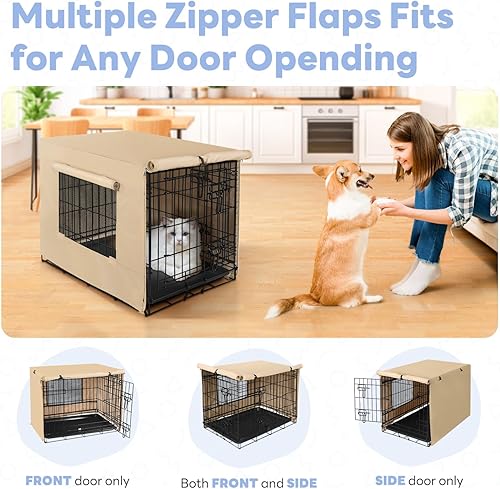 Miniatura 8 de Funda para jaula de perro  Funda para perrera para jaula de perro de 24 pulgadas, cubierta de poliéster de doble puerta para jaula de alambre para