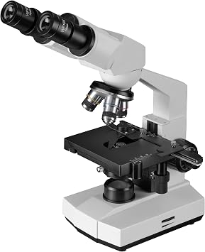 Bresser Biological transmitted light microscope, Erudit Basic Bino 40x-400x, coarse and fine focusing, as well as cross table (coaxial), LED (battery or battery), Abbe condenser, smartphone holder and case