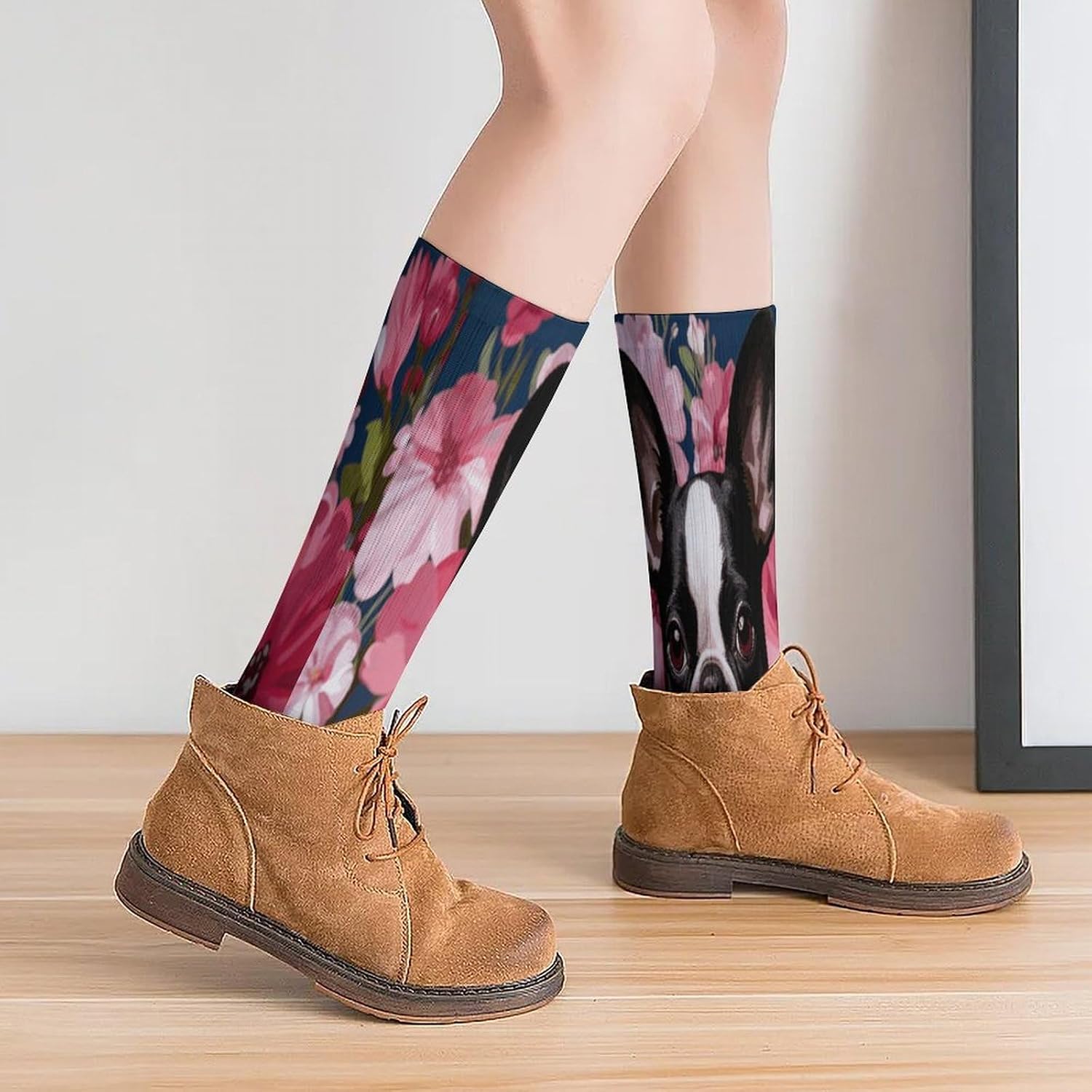 French Bulldog Crew Socks Casual Breathable Calf Socks | Cushion Running Athletic Socks Long Performance Breathable Sports Socks for Women Men