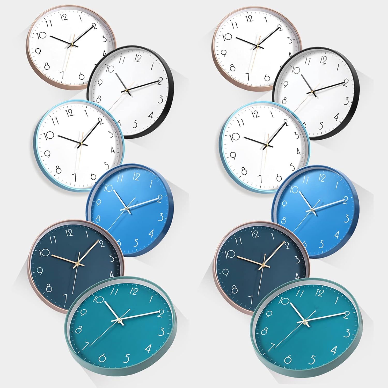 JATIBOSH Outdoor Wall Clock 10/12/14 Inch Large Display Battery Operated Decorative Clock Electronic Quartz Hunging Clock Round for Pool Garden Patio Office Living Room (Battery Not Included)
