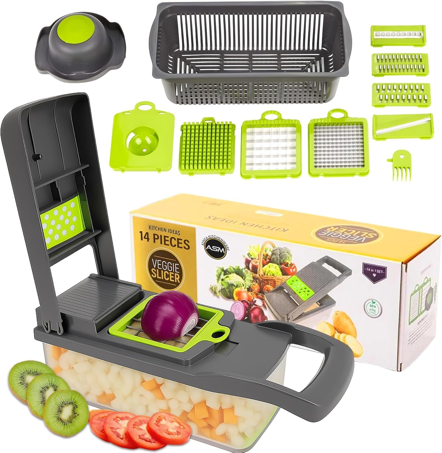 Sterling Saver Veggie Slicer Vegetable and Fruit Slicer Multi Functional Chopper Kitchen Gadget for Salad Preparation Compact Food Chopper for Home Use