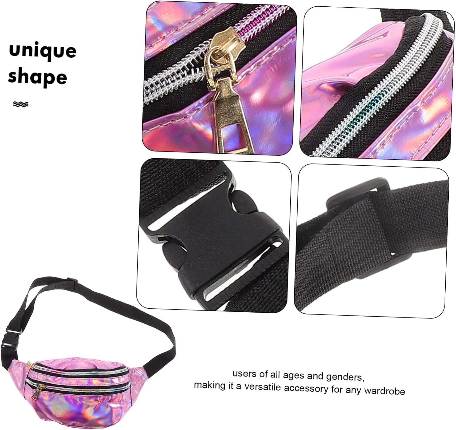 LIOOBO Fashionable Holographic Running Belt Bag Multi-purpose Shoulder Bag for Men Women Waist Pack Hiking Satchel