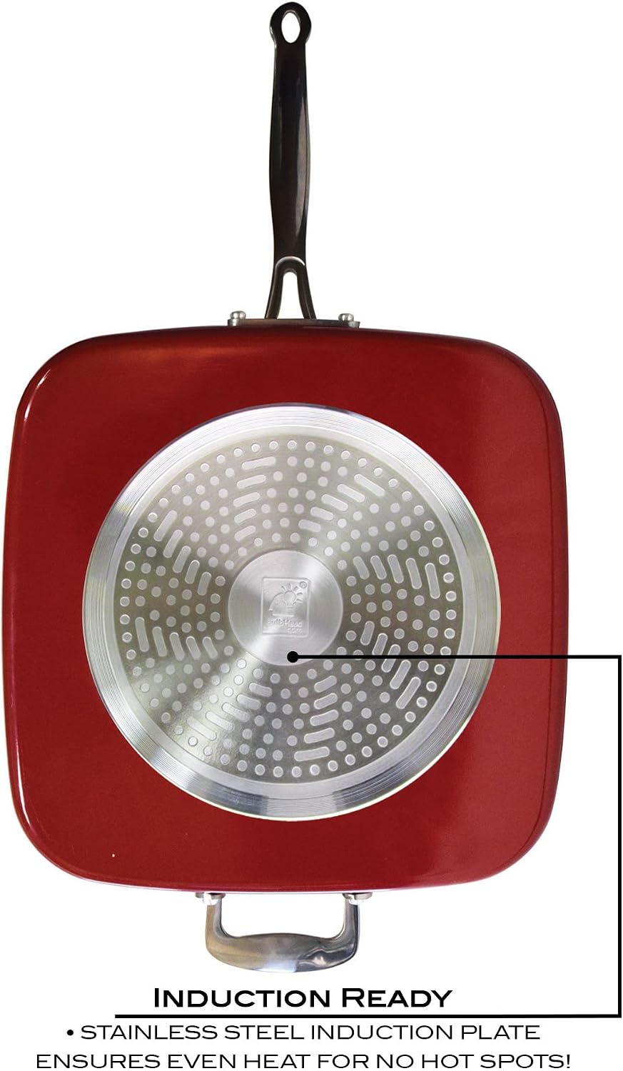 Red Copper Cookware 12-Inch Square Frying Pan by BulbHead, Non-Stick and Scratch-Resistant