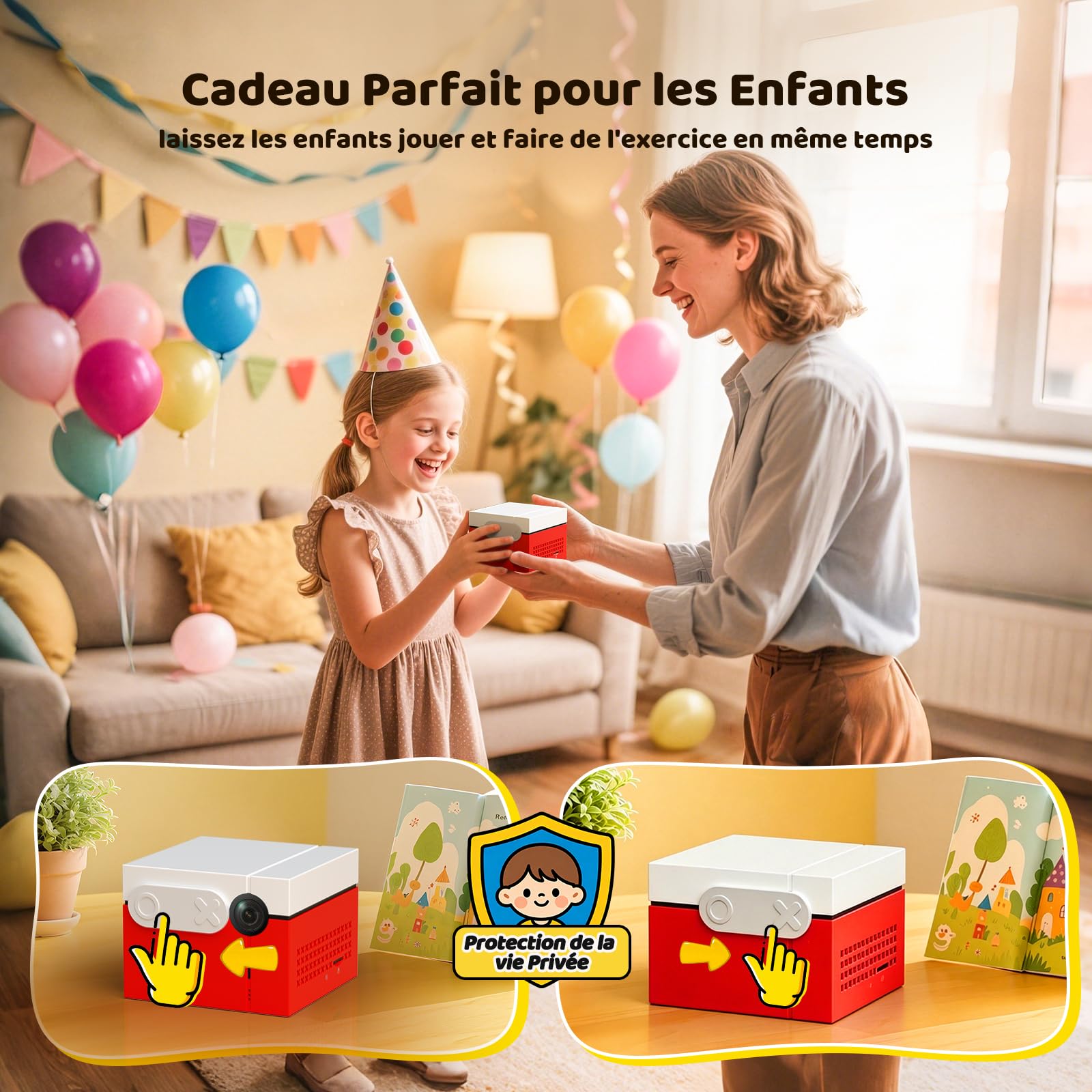 Kinhank MotionX Console de Jeux pour Enfants et Familles, Système de Jeux Vidéo Interactif Parents-Enfants à Détection de Mouvement IA, Plus de 40 Jeux Gratuits, Mises à Jour Mensuelles, Plug & Play