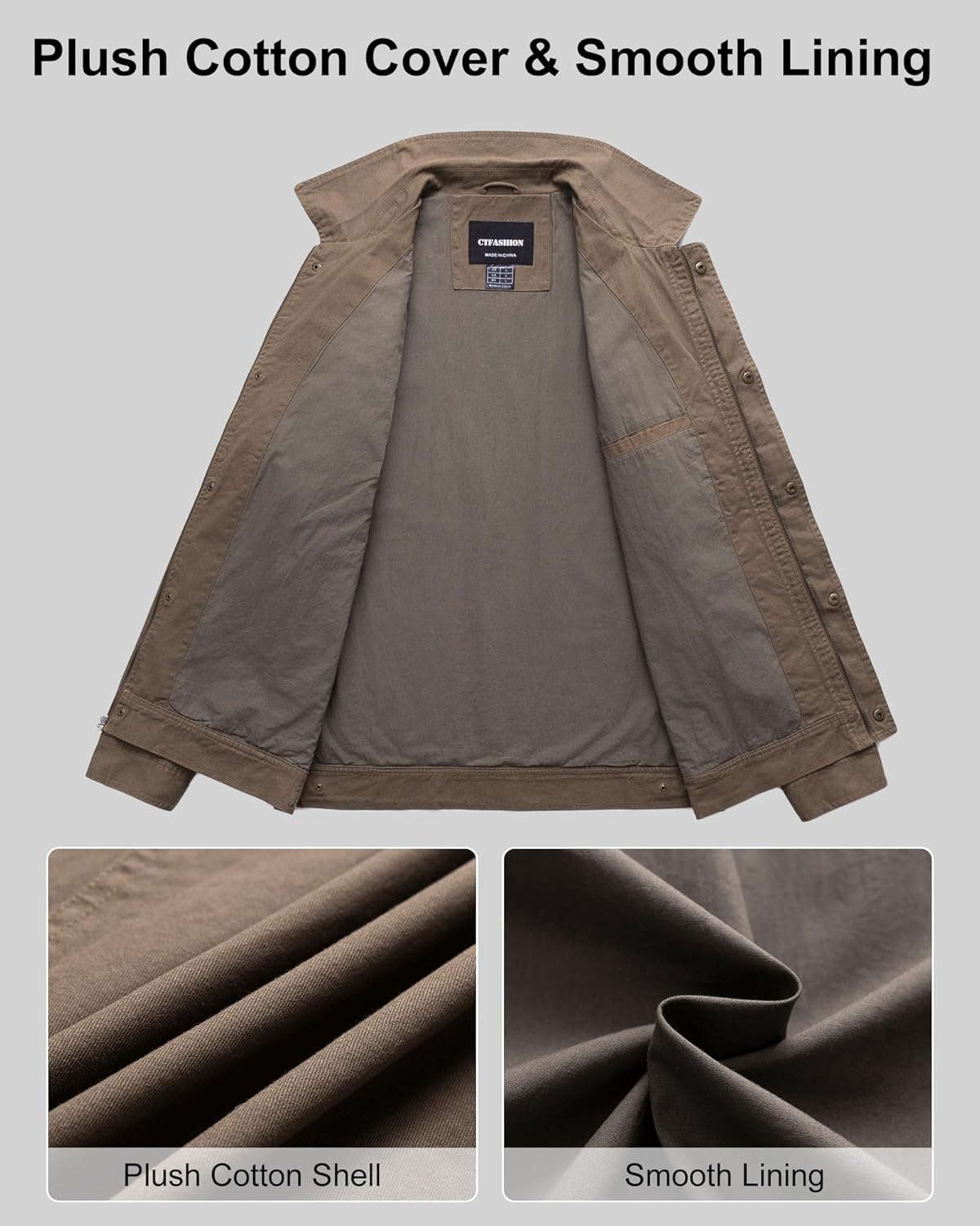 Men's Military Jacket Cotton Lightweight Coats Canvas Field Work Bomber Casual Stylish Fall Spring Outerwear - Image 3