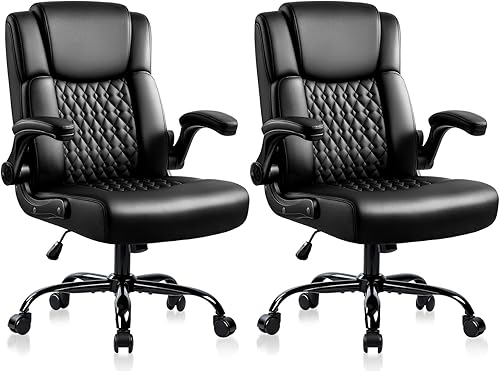 Miniatura 9 de Silla de escritorio de cuero OFIKA, silla de oficina ergonómica con soporte lumbar, silla de computadora, silla ejecutiva de cuero con reposabrazos