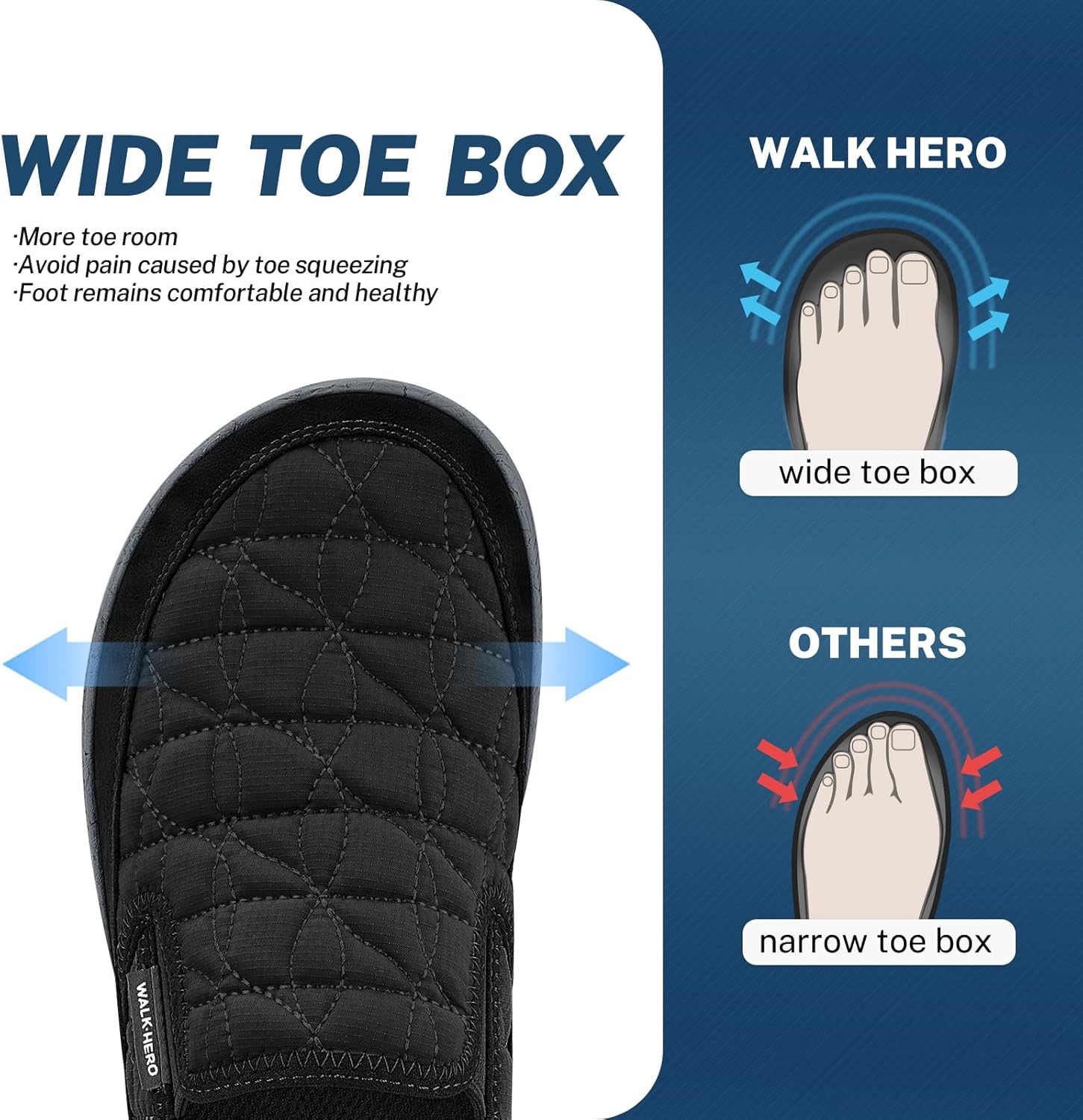 Mens Slippers for Plantar Fasciitis, Slip on Arch Support House Slippers for Men, Lightweight Indoor Outdoor Wide Toe Box Shoes for Men with Cushioned Outsole - Image 2