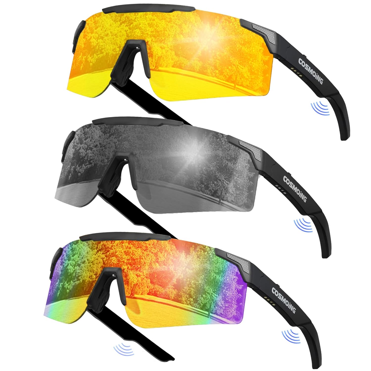 Sport Smart Sunglasses Cycling Bluetooth Sunglasses for Men Women Magnetic Charging Bluetooth 5 4 with UV Protection Stereo