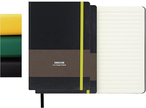 2-Pack A6 Lined Notebook Journal - Leather Hardcover, 192 Pages 80GSM Thick Paper, Elastic Band & Inner Pocket for Writing, Office Notes, School Supplies