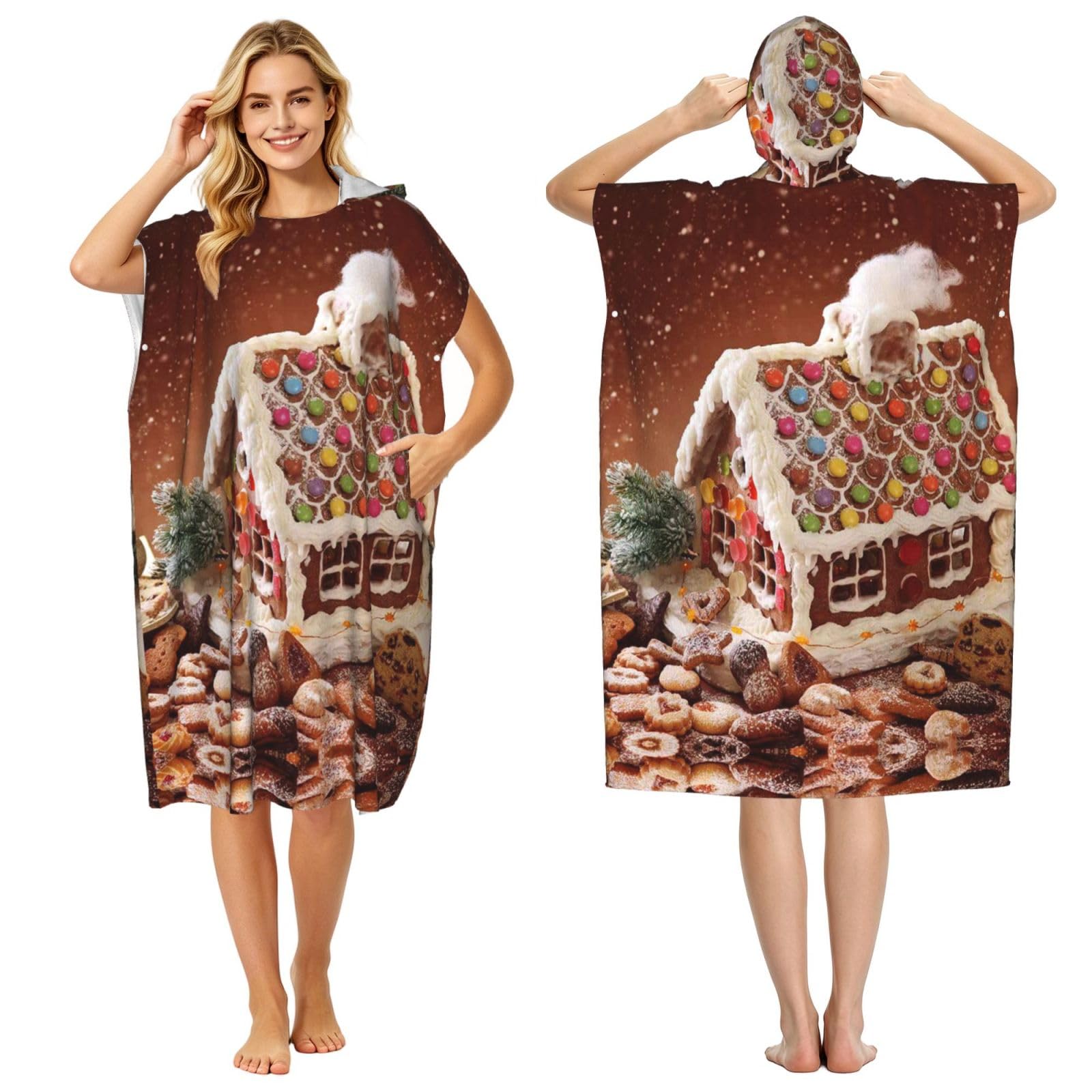 Poncho à capuche pour piscine et plage peignoir de bain séchage rapide