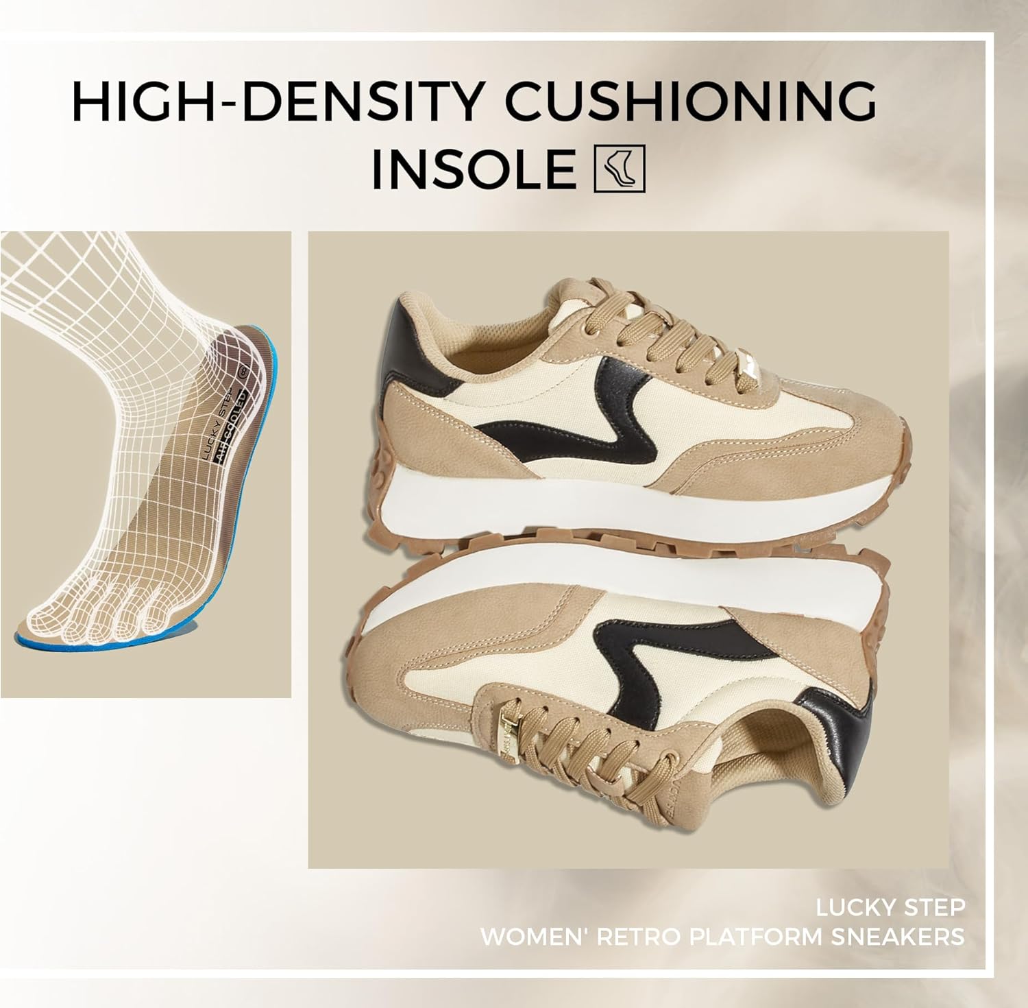 LUCKY STEP Women's Platform Retro Sneakers Classic Tennis Fashion Casual Anti-Slip Lace-up Walking Shoes Running Trendy Color Block Green Footwear - Image 8