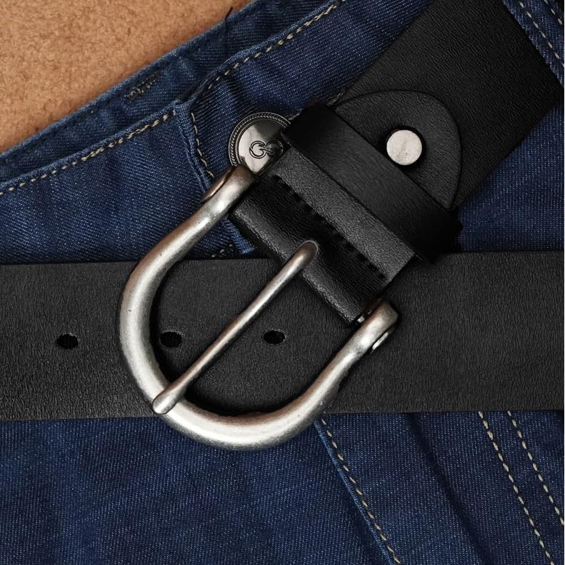 JSEIAJB Leather Buckle Belt For Men Versatile Jeans Belt With Vintage Pants Belt3