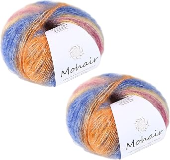 Yarn, Pompom Wool, Mohair, Colorful Knitting Yarn, Extra Thick, Decoration, 1 Spool 25g/Set of 2, Cotton, Fluffy, Medium Thickness, Easy to Weave, 90% Polyester, 10% Wool, Handmade, Bag |  2 25g/ 3.0mm 2.5mm 90% 10%